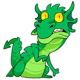 😨 dragão, desenho animado, criatura fantástica, verde, adesivo, fofo telegram sticker