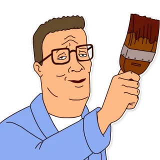 😋 Hank Hill King of the Hill dibujos animados, pintura, pincel, Texas, papá, gafas whatsapp sticker