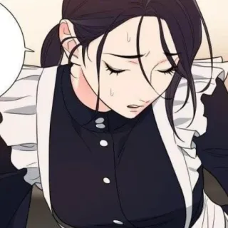 😩 femme, servante, animé, dessin animé, triste, émotionnel telegram sticker