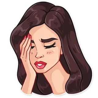 🤦‍♀️ 여자, 슬픔, 얼굴을 감싸 쥐다, 실망한, 일러스트, 스티커 telegram sticker