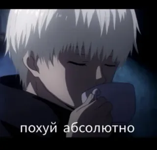 ⛓️ похуй абсолютно anime, drinking, man, russian, text telegram sticker