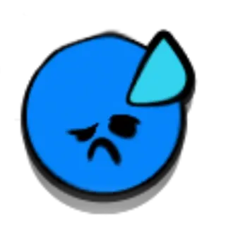 😓 traurig, blau, Kreis, Cartoon, Emotion, Gesicht telegram sticker