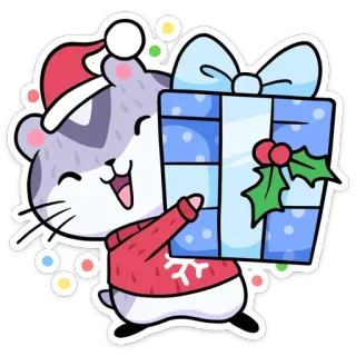 🎁 แฮมสเตอร์, คริสต์มาส, ของขวัญ, ฤดูหนาว, วันหยุด, น่ารัก, การ์ตูน, เทศกาล telegram sticker