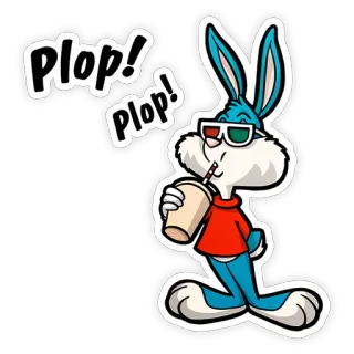 🤓 Plop! Plop! dessin animé, lapin, boisson, lunettes, plouf telegram sticker