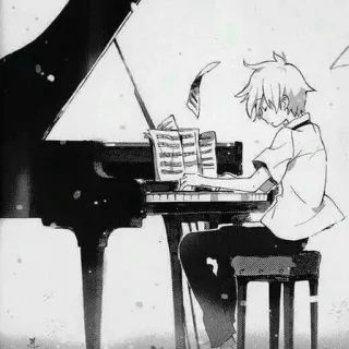 🎵 pianoforte, musica, anime, ragazzo, suonare, tastiera telegram sticker