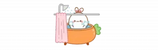 🫖 carino, coniglio, vasca da bagno, doccia, kawaii, cartone animato, animale telegram sticker