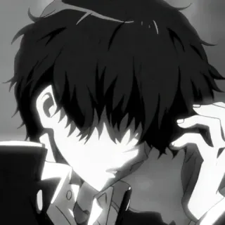 😪 アニメ, マンガ, 男性, 悲しい, 白黒 telegram sticker