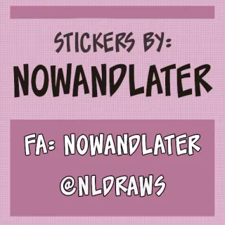 🥕 STICKERS BY:
NOWANDLATER
FA: NOWANDLATER
@NLDRAWS stickers, NOWANDLATER, NLDRAWS telegram sticker