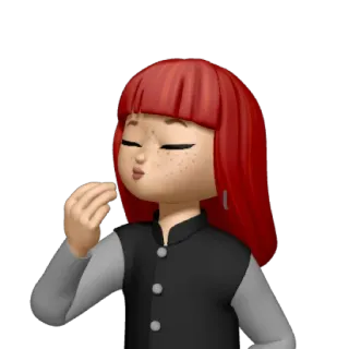 😽 Cartone animato, Ragazza, Capelli rossi, Baciare, Carino, Animazione telegram sticker