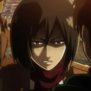 🥀 Mikasa Ackerman Attack on Titan Mikasa, Attack on Titan, anime, manga, character, angry telegram sticker