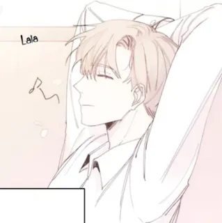 🍢 Lala anime, zrelaksowany, odpoczynek, postać, blond, spokojny telegram sticker