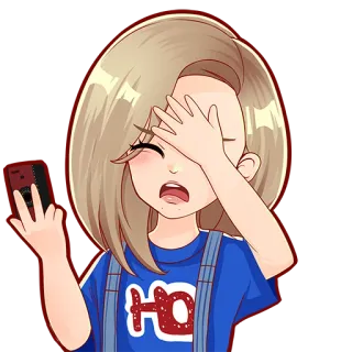 😣 HQ cartoon, girl, emoticon, sticker, anime whatsapp sticker