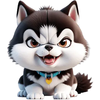 😤 Hund, Welpe, süß, Husky, Cartoon, Tier, Haustier whatsapp sticker