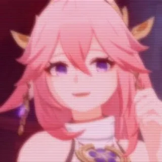 🌟 Yae Miko Genshin Impact Anime, Genshin Impact, Yae Miko, Personnage de jeu vidéo, Cheveux roses, Renard, Waifu whatsapp sticker
