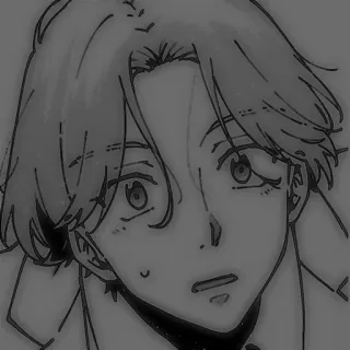 🖤 anime, manga, ragazzo, ritratto, scala di grigi, scioccato telegram sticker