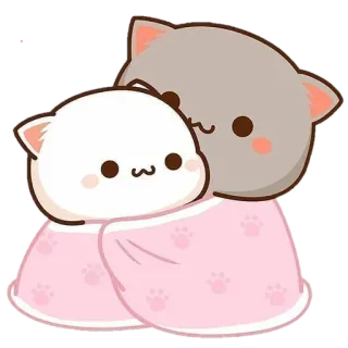 😍 고양이, 귀여운, 카와이, 동물, 만화, 새끼 고양이, 담요 telegram sticker