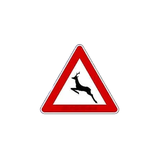 🦌 jeleń, dzika przyroda, zwierzę, znak ostrzegawczy, znak drogowy telegram sticker