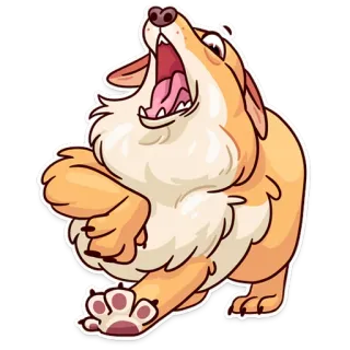 😨 perro, corgi, lindo, animal, mascota, kawaii, bostezo whatsapp sticker