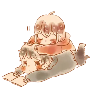 📖 coppia, carino, kawaii, chibi, amicizia telegram sticker