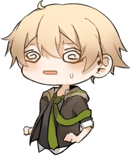 😵 Аниме, Чиби, Кружится голова, Уставший, Галстук telegram sticker