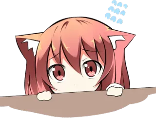 👀 Anime, Gato, Fofo, Kawaii, Sonolento, Orelhas de gato telegram sticker