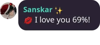 💋 I love you 69%! любовь, процент, романтика, поцелуй whatsapp sticker