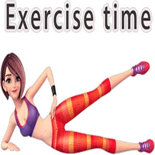 😏 Exercise time упражнение, тренировка, фитнес, мультфильм, женщина, время, спортзал telegram sticker