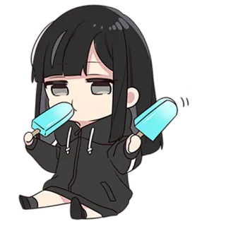 😋 Anime, Chibi, Gadis, Es krim, Lucu, Kawaii, Cemilan telegram sticker