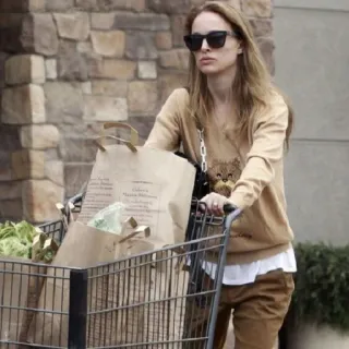 ❄️ mulher, compras, supermercado, bolsas, óculos de sol, celebridade, Natalie Portman telegram sticker