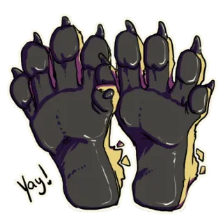 😀 Yay! cakar, binatang, berbulu, tangan telegram sticker