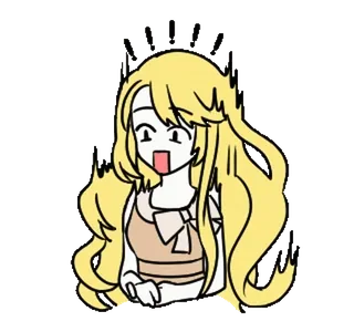 😱 fille anime, choqué, surpris, dessin animé, cheveux blonds, femme, inquiet, peur whatsapp sticker
