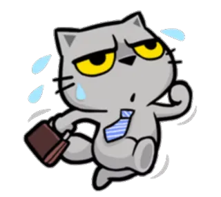 😶 Katze, Geschäftsmann, Erschöpft, Laufen, Krawatte, Schweiß telegram sticker