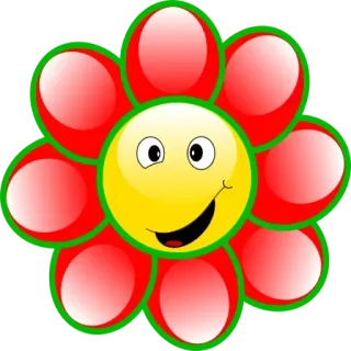 Ⓜ️ Blume, Lächeln, Rot, Gelb, Cartoon, Fröhlich whatsapp sticker