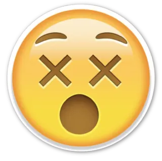 😲 Emoji, Morto, Occhi a X, Scioccato, Sbalordito, Faccia gialla telegram sticker