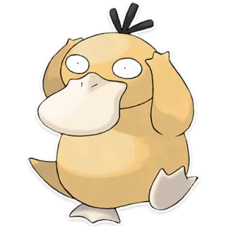 ❓ Psyduck Pokemon 宝可梦, 鸭子, 黄色, 超能力, 困惑的 whatsapp sticker