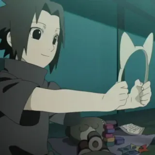 💙 Sasuke Naruto anime, Sasuke, dễ thương, trẻ con, tai mèo telegram sticker