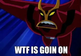 🤨 WTF IS GOIN ON Dibujo animado, Enfadado, Expresión, Rojo, Alien telegram sticker
