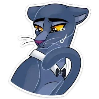 😢 báo đen, khóc, buồn, nhãn dán, hoạt hình, động vật telegram sticker