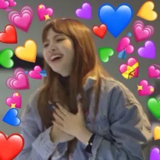 🐁 mujer, corazones, amor, feliz, lindo, reacción whatsapp sticker