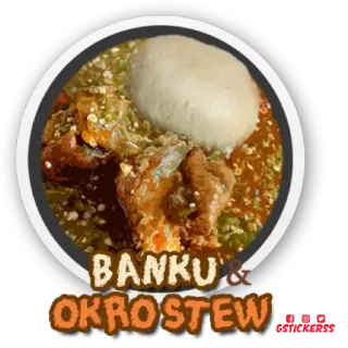 🥔 BANKU & OKRO STEW バンク, オクラシチュー, 食べ物, ガーナ料理, 西アフリカ料理 telegram sticker