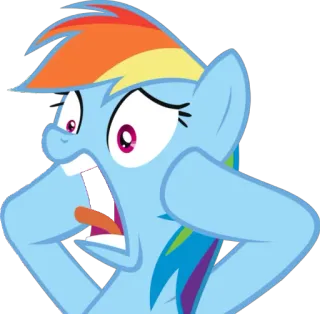😱 Rainbow Dash My Little Pony Poni, Kartun, Pelangi, Kuda betina, Persahabatan, Animasi, Terkejut, Terkejut telegram sticker