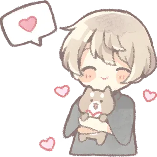 ☺️ น่ารัก, หัวใจ, หมา, การ์ตูน, ความรัก, อนิเมะ, คาวาอิ telegram sticker