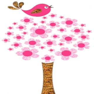 Ⓜ️ baum, vogel, blumen, rosa, natur, frühling whatsapp sticker