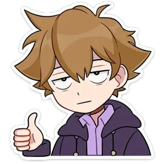 👍 Cartone animato, Ragazzo, Anime, Manga, Pollice in su, Approvazione, Positivo telegram sticker
