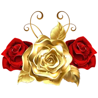 💐 роза, цветок, цветочный, золото, красный, золотая роза, красная роза telegram sticker