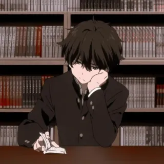 💫 Houtarou Oreki Hyouka anime, manga, Hyouka, Houtarou Oreki, Oreki, Japanese, library telegram sticker
