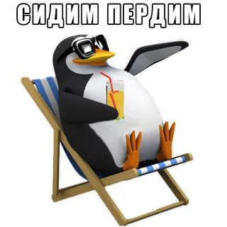 🛁 СИДИМ ПЕРДИМ пингвин, пляж, отдых, солнцезащитные очки, стул, отпуск telegram sticker
