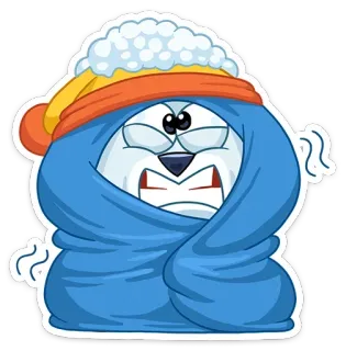 😀 froid, hiver, dessin animé, en colère, emmitouflé, autocollant telegram sticker