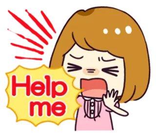 😣 Help me cartoon, woman, help, distressed, request whatsapp sticker