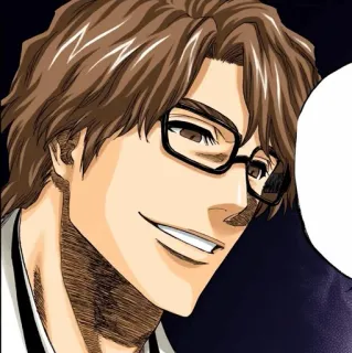 🧬 Sosuke Aizen Bleach 애니메이션, 만화, 안경, 캐릭터, 미소 telegram sticker
